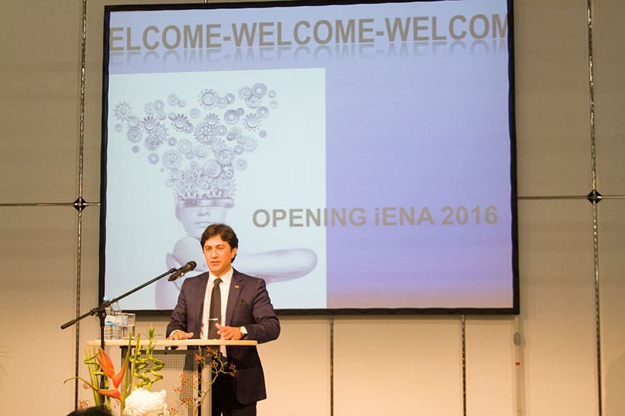 IFIA President, Alireza Rastegar, welcomes the participants during iENA Opening ceremony