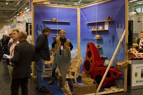 A booth designed with wooden innovations