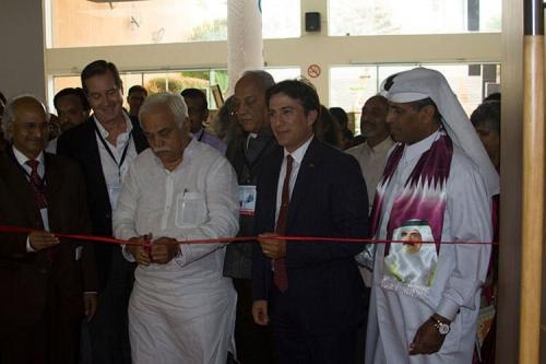 Minister for Large and Medium Industries and Infrastructure Development, R.V. Deshpande cuts the ribbon