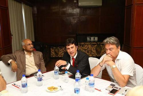 From right to left: Mr. David Taji, Palexpo Representative, Mr. Alireza Rastegar, IFIA President and Dr. Rao, IIA President