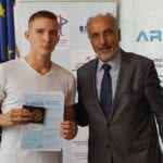 ARCA Gold Medal Present by Mr. Ivan Bračić president of Union of Croatian Innovators to the Young Croatian Inventor